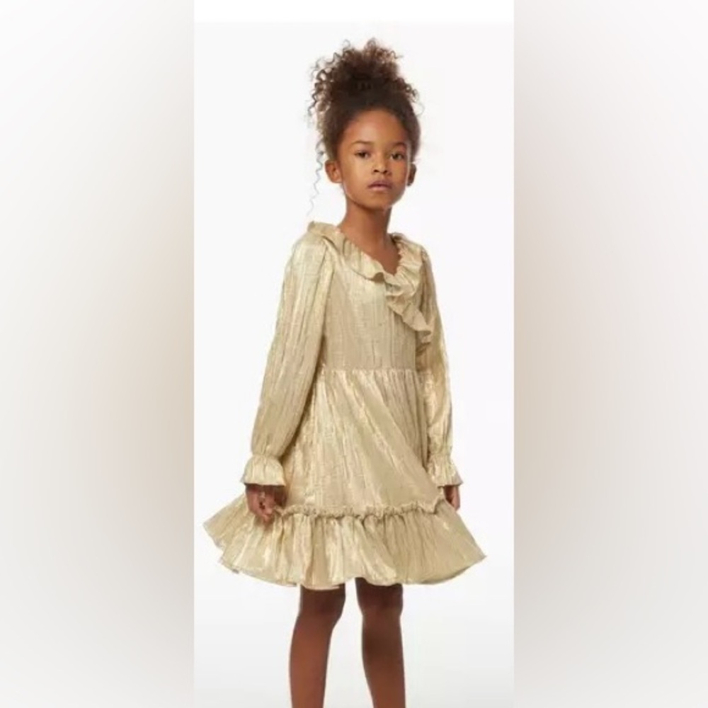 NWT Metallic Plisse Faux Wrap Dress by Janie & Jack Size 2